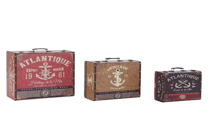 DKD Home Decor Caja Atlantico Multicolor Set de 3 (2 Unidades) 33 x 19 x 46 cm