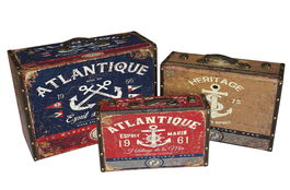 DKD Home Decor Caja Atlantico Multicolor Set de 3 (2 Unidades) 33 x 19 x 46 cm