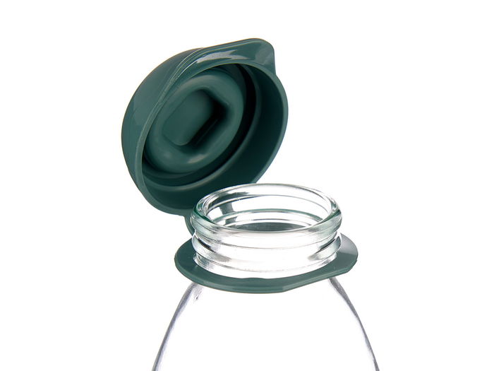 Vivalto Botella de Cristal 1L Vidrio y Plástico Surtido Colores Antracita Gris Verde 7.5x7.5x23.7 cm (Set de 12)