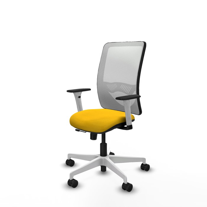 PIQUERAS Y CRESPO Silla de oficina Zulema con mecanismo Sincro/Traslack, Amarillo y Blanco