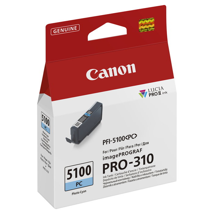 Canon PFI-5100 PC Cartucho de Tinta Fotos Cian 14.4 ml para imagePROGRAF PRO-310 - Tinta Original