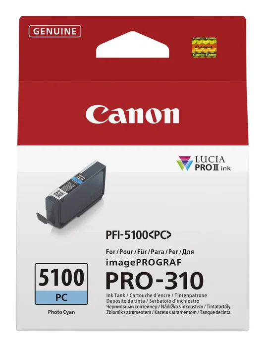 Tinta canon cyanfoto pfi-5100pc 6956c001 14ml
