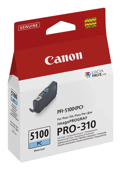 Tinta canon cyanfoto pfi-5100pc 6956c001 14ml