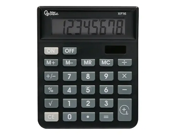 Liderpapel xf16 Calculadora Sobremesa 8 Dígitos Solar y Pilas Negro 127x105x24 mm