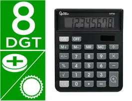 Liderpapel xf16 Calculadora Sobremesa 8 Dígitos Solar y Pilas Negro 127x105x24 mm