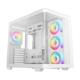 Deepcool Gabinete CG530U ATX Torre Blanco con Cristal Templado Curvo Panorámico, incluye 4 Ventiladores, USB-C
