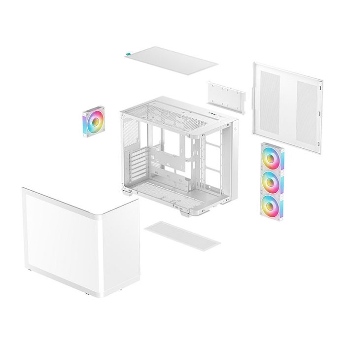 Deepcool Gabinete CG530U ATX Torre Blanco con Cristal Templado Curvo Panorámico, incluye 4 Ventiladores, USB-C