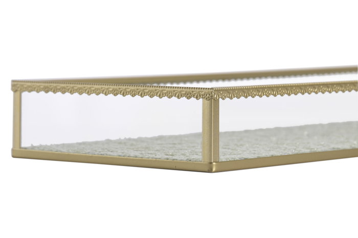 DKD Home Decor Bandeja de Cristal y Metal Verde y Dorado
