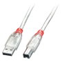 LINDY Cable USB 2.0 Tipo A a Tipo B Transparente 0,2 m