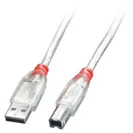 Lindy Cable USB 2.0 Tipo A/B Macho-Macho 0.2m Transparente