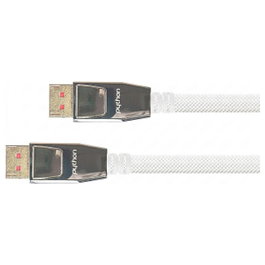 PYTHON Series Cable DisplayPort 1.4 con trenzado de nylon, 5m, blanco