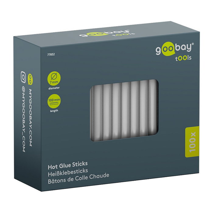 Goobay Barras de pegamento termofusible transparentes, 100 unidades