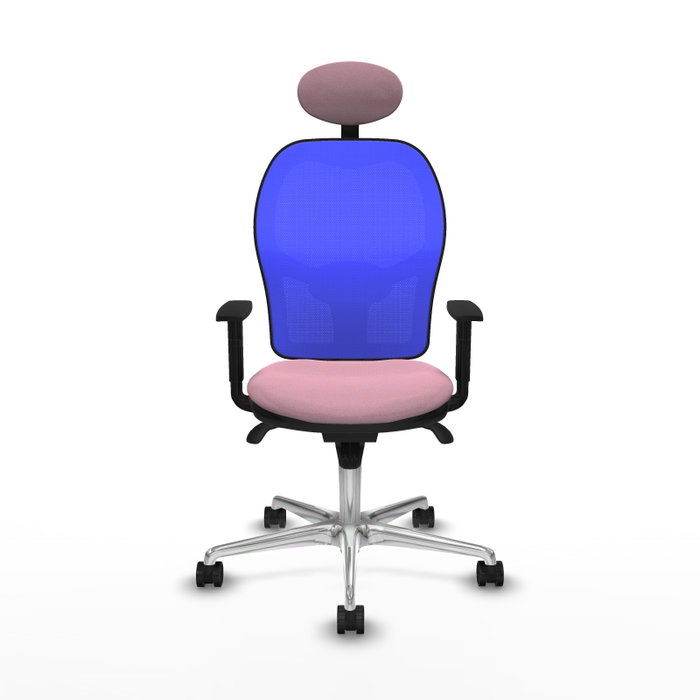 PIQUERAS Y CRESPO Silla de oficina Jorquera con mecanismo sincro, tela rosa y malla azul