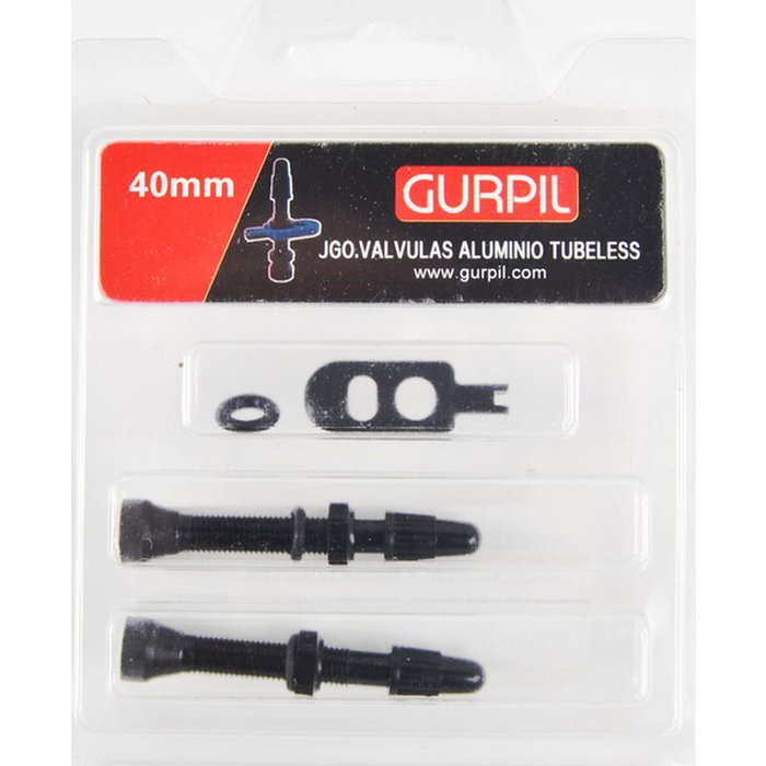 Gurpil Juego de Válvulas Presta de Aluminio Tubeless 40mm Negro Gurpil Juego de Válvulas Presta de Aluminio Tubeless 40mm Negro