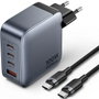 Vention Cargador de Pared GaN 100W TZ-FETH0-EU con 3xUSB-C y 1xUSB-A Gris