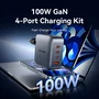 Vention Cargador de Pared GaN 100W TZ-FETH0-EU con 3x USB-C y 1x USB-A, Gris