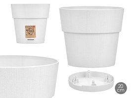 Stefanplast Maceta Plástico Blanca Ethica 20 cm con Reserva de Agua (100% Reciclado) (Set de 12)
