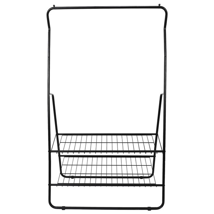 Home Deco Factory Perchero Metálico con Zapatero y 2 Baldas de Rejilla 93x47x159 cm