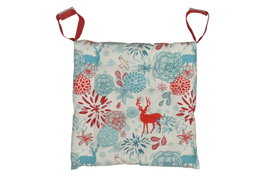 DKD Home Decor Set de 4 Cojines para Silla Algodón 40x40x4 cm RENO Azul Celeste y Rojo