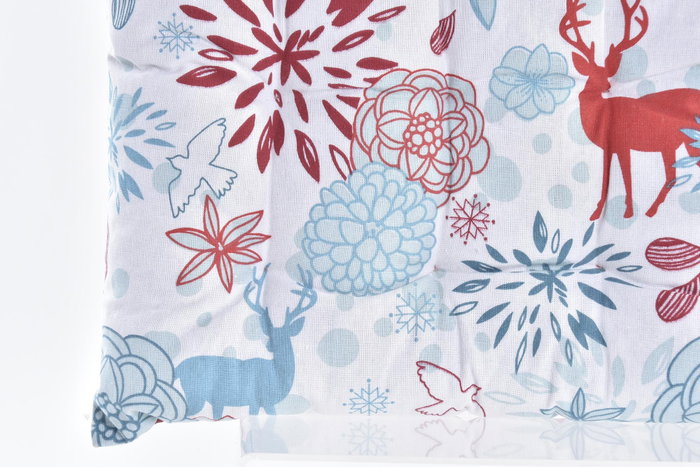 DKD Home Decor Cojín Silla Navidad Reno Azul Celeste y Rojo 40x4x40 cm Algodón Polyester Velcro 4 Unidades