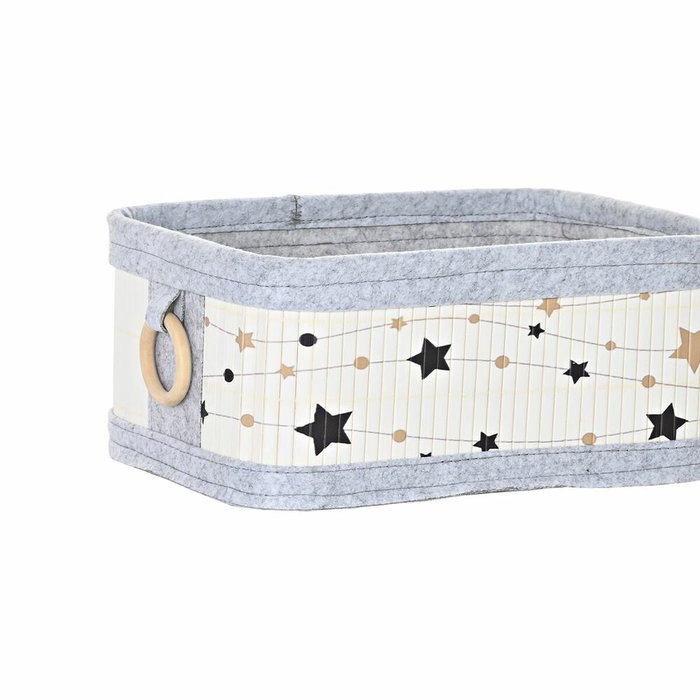 DKD Home Decor Set de 4 Cestas de Bambú y Fieltro con Estrellas