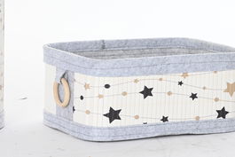 DKD Home Decor Cesta Blanco Gris Bambu Fieltro Estrellas Set 4 Piezas 36 x 36 x 50 cm
