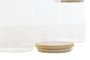 DKD Home Decor Bote Transparente Natural Set de 3 Piezas Borosilicato Bambú Vidrio 10 x 22.3 x 10 cm