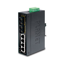 Planet ISW.621 Interruptor Ethernet Industrial No Administrado 4x Puertos Fast Ethernet RJ-45 (10/100) + 2x Puertos Fibra 100BASE-FX Multimodo (2km), Montaje Pared/DIN, Negro