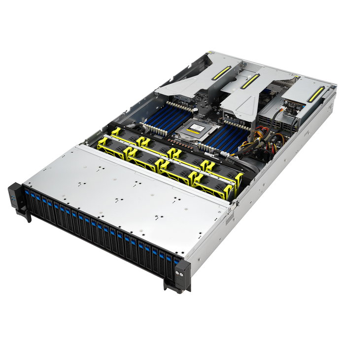 ASUS Rack Server RS521A-E12-RS24U/1G/2kW/16NVMe/FAN/RH/OCP/GPU 90SF03X1-M000R0 - Barebone Server 2U, Socket SP5 para AMD EPYC 9004, 24x DDR5, 26 Bahías, Fuente 2000W Titanium