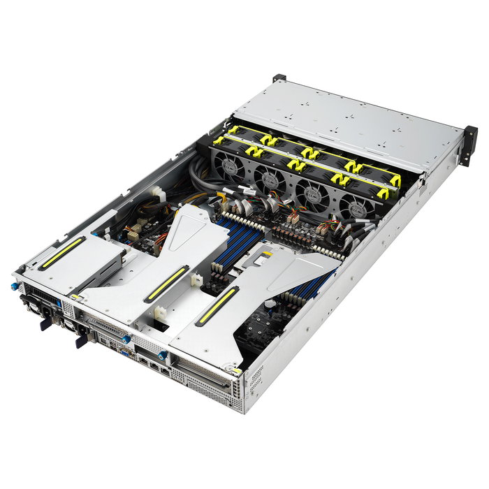 ASUS Rack Server RS521A-E12-RS24U/1G/2kW/16NVMe/FAN/RH/OCP/GPU 90SF03X1-M000R0 - Barebone Server 2U, Socket SP5 para AMD EPYC 9004, 24x DDR5, 26 Bahías, Fuente 2000W Titanium