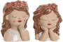 DKD Home Decor Macetero Dolomite Busto Niña Chica Surtido de 2 Unidades
