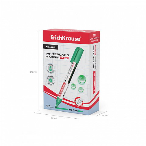 Marcador Pizarra Blanca con Tinta Líquida Liquid Lw-600, Tinta Color Verde ERICH KRAUSE 56096 10 unidades