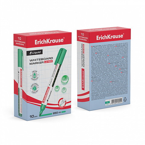 Marcador Pizarra Blanca con Tinta Líquida Liquid Lw-600, Tinta Color Verde ERICH KRAUSE 56096 10 unidades