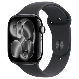 Apple Watch S11 Aluminium Cellular 46mm Diamantschwarz Smartwatch con Correa Deportiva Negra S/M