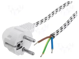 JONEX Cable de alimentación H03RT-H 3x0,75mm² 2m Blanco