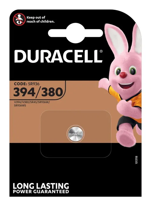 Duracell Batería Pila de Botón 394 D394 Óxido de Plata, 1.5V, Tipo SR936, 1 Unidad