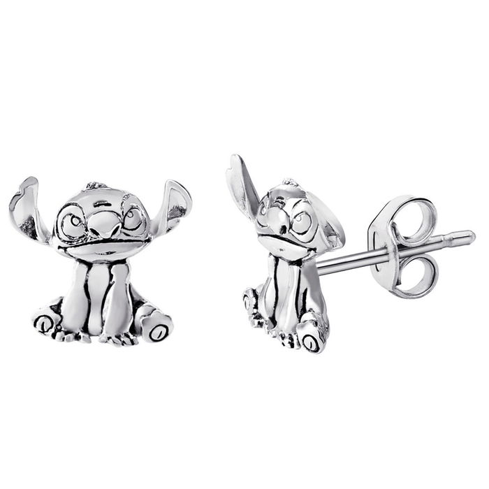 Disney Pendientes Stitch Plata Bañados en Plata Detalles 3D