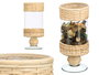Giftdecor Portavela Copa Cilindrica Alta Vidrio y Rattan Transparente Natural 11x22x11 cm (Set de 6)
