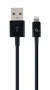 Cablexpert CC-USB2P-AMLM-2M Cable de Carga Lightning a USB A (2 m, 2.1 A, Negro, Trenzado Algodón, Conectores Chapados en Oro, iPhone)