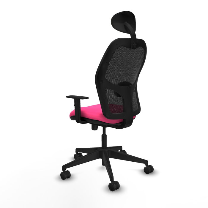 PIQUERAS Y CRESPO Silla de oficina Alocén con mecanismo traslack, malla negra y asiento rosa