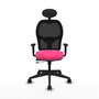 PIQUERAS Y CRESPO Silla de oficina Alocén con mecanismo traslack, malla negra y asiento rosa