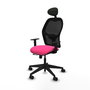 PIQUERAS Y CRESPO Silla de oficina Alocén con mecanismo traslack, malla negra y asiento rosa