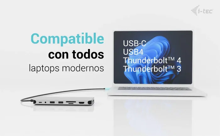 I-tec usb-c metal nano 3x display docking station 2x hdmi 1x usb-c video lan audio czytnik kart power delivery 140w