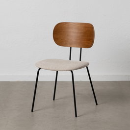 Silla Marrón-Crema Tejido-Metal Salón 48 X 55 X 82,50 cm (Set de 4)