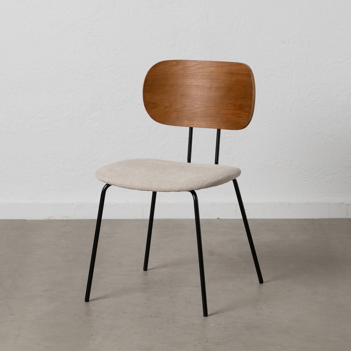 Silla Marrón-Crema Tejido-Metal Salón 48 X 55 X 82,50 cm (Set de 4) Silla Marrón-Crema Tejido-Metal Salón 48 X 55 X 82,50 cm (Set de 4)