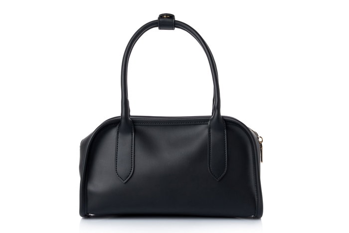 Lucky Bees Amelia - Black Bolsa de Hombro de Cuero de Polivinilo para Mujer, Elegante y Sofisticada, Accesorio Imprescindible para el Día y la Noche
