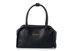 Lucky Bees Amelia - Black Bolsa de Hombro de Cuero de Polivinilo para Mujer, Elegante y Sofisticada, Accesorio Imprescindible para el Día y la Noche