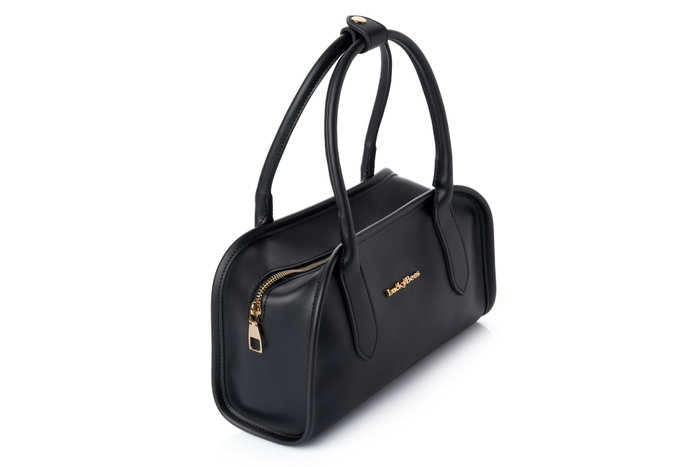 Lucky Bees Amelia - Black Bolsa de Hombro de Cuero de Polivinilo para Mujer, Elegante y Sofisticada, Accesorio Imprescindible para el Día y la Noche