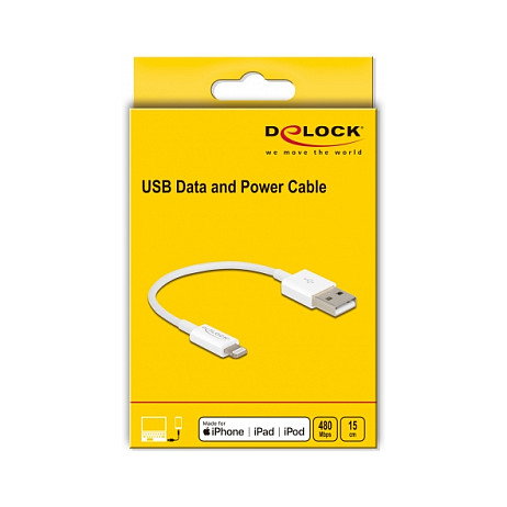 DeLOCK Cable USB 2.0 a Lightning 0,15 m Blanco