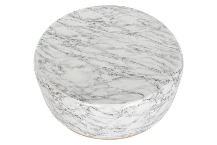 DKD Home Decor Mesa de Centro de Hierro con Símil Mármol Blanco y Dorado